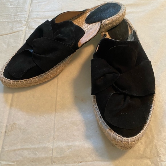 Saks Fifth Avenue Shoes - Saks Fith Avenue black suede mule shoes with leather interior 7.5